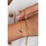 Volenia Altın Renk 2'li Kalp Ve Zincir Model Bileklik