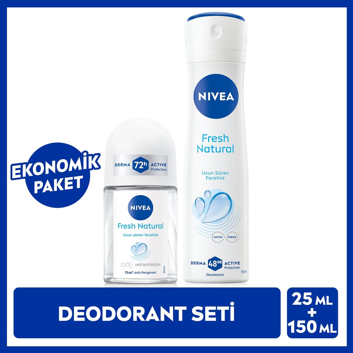  NIVEA DEO NIVEA DEO Nivea Fresh Kadın Deodorant 150 ml ve Roll-on 25 ml Seti  1 of 5 