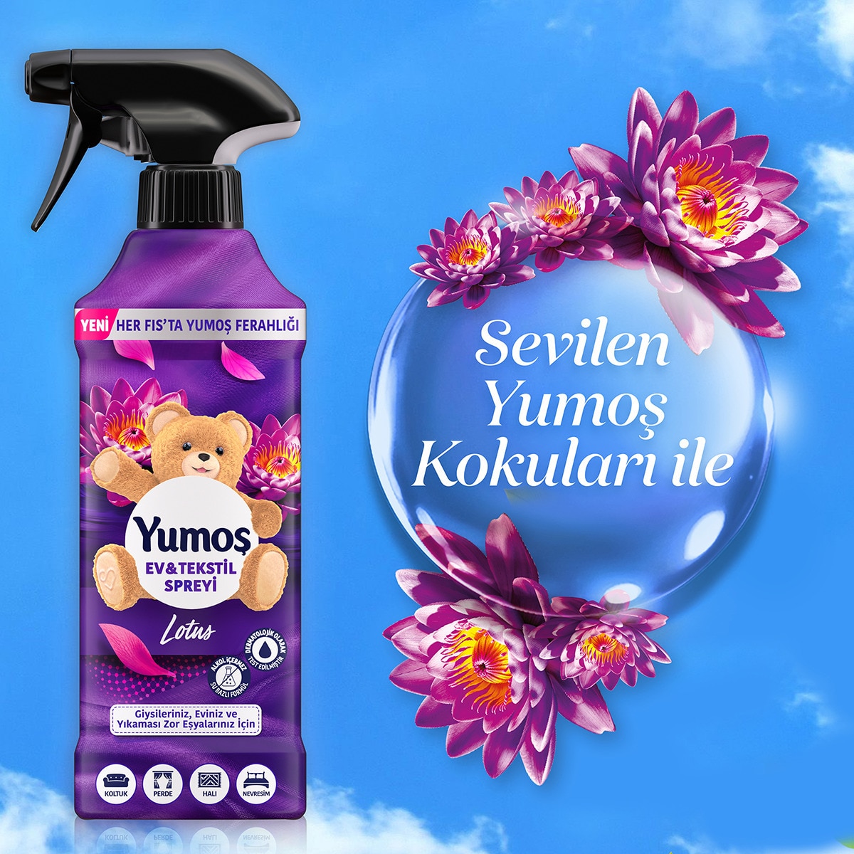  YUMOŞ YUMOŞ Yumoş Ev ve Tekstil Spreyi Lotus 450 ml  1 of 8 