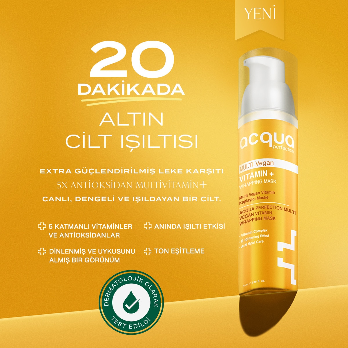 Acqua Perfection ACQUA PERFECTION Acqua Perfection Multi Vitamin C B5 B3 Cilt Aydınlatıcı ve Leke Karşıtı Soyulabilir Yüz Maskesi 70 ml  1 of 6 