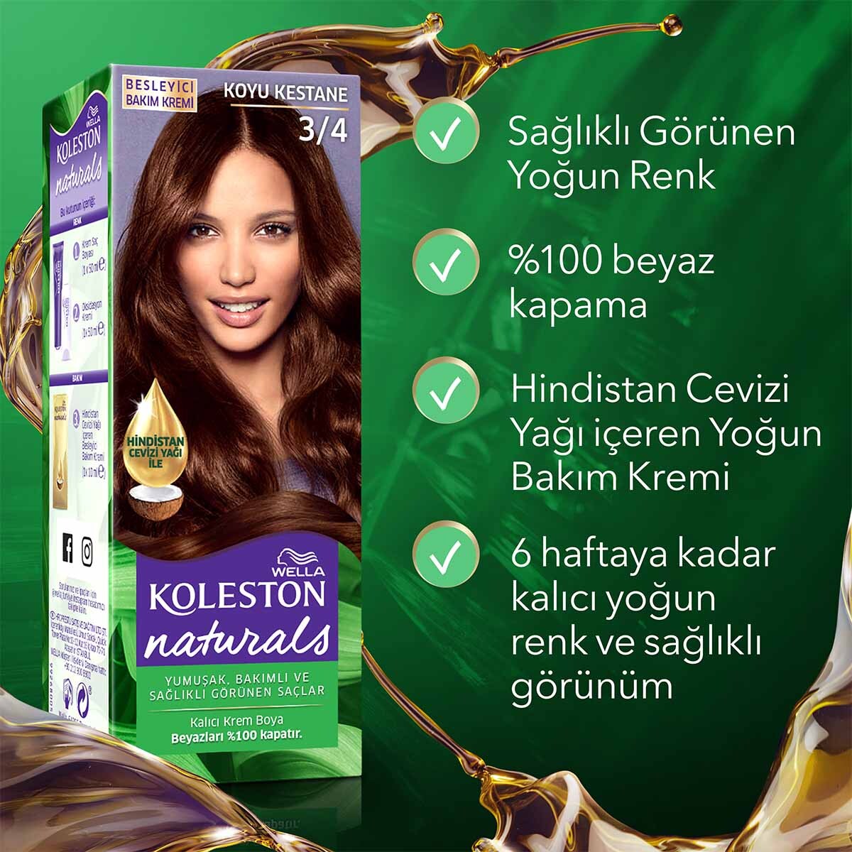  KOLESTON NATURALS KOLESTON NATURALS Wella Koleston Naturals Saç Boyası 3/4 Koyu Kestane  1 of 7 