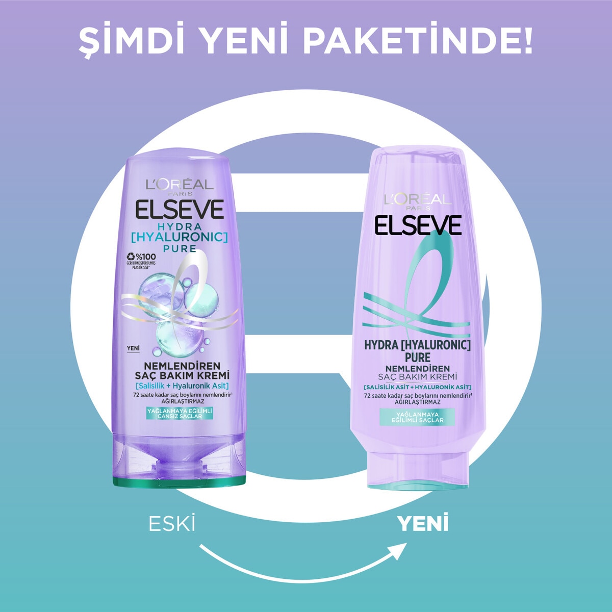  ELSEVE ELSEVE L'Oreal Paris Elseve Hydra [Hyaluronic] Pure Salisilik Asit içeren Yağlanma Karşıtı Nemlendirici Saç Kremi 250 ml  1 of 8 