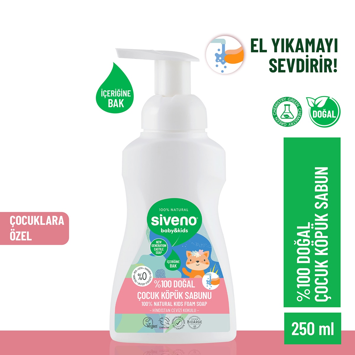SIVENO SIVENO Siveno %100 Zeytinyağlı Doğal Köpük Sabun Çocuk 250 ml 1 of 7