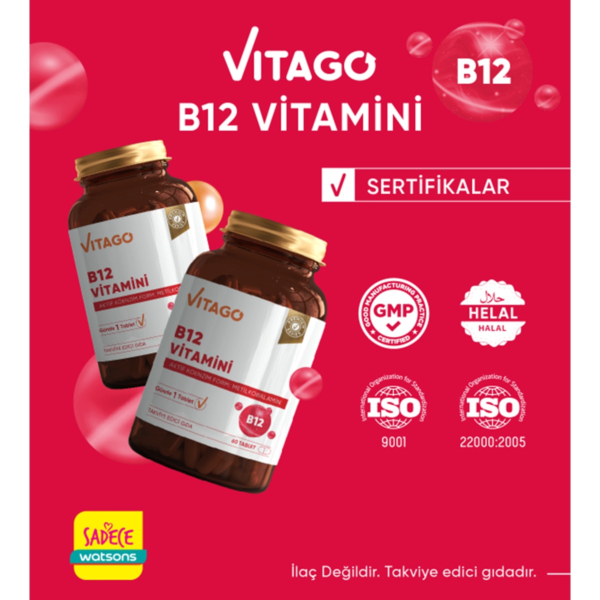  VITAGO VITAGO EXC. Vitago Vitamin B12 500 Mcg Tablet 60'lı  1 of 5 