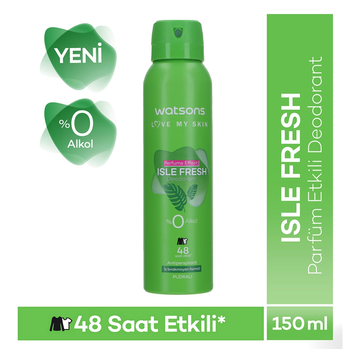  WATSONS WATSONS Watsons Isle Fresh Deodorant Sprey Pudralı 150 ml 