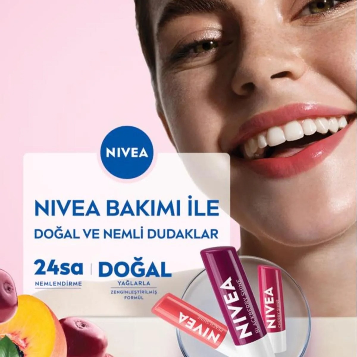  NIVEA LIP CARE NIVEA LIP CARE Nivea Dudak Bakım Kremi ve Dudak Parlatıcısı Şeftali 4,8 g 24 Saat Nem  1 of 6 
