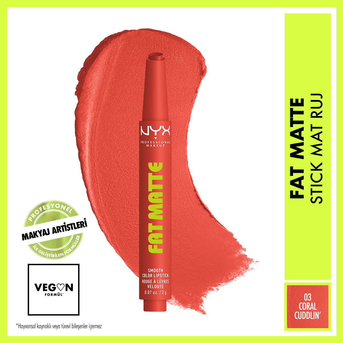 NYX NYX Nyx Professional Makeup Fat Matte Slick Click Mat Dudak Balmı 03 1 of 7