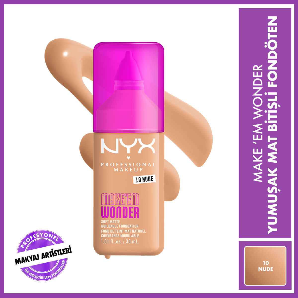 NYX NYX Nyx Professional Makeup Make em Wonder Fondöten 010 Nude 1 of 10