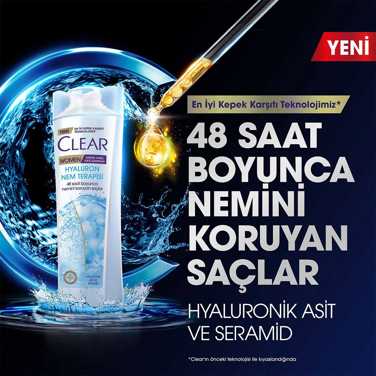 CLEAR CLEAR Clear Women Kepeğe Karşı Etkili Saç Bakım Şampuanı Hyaluron Nem Terapisi 350 ml 1 of 9