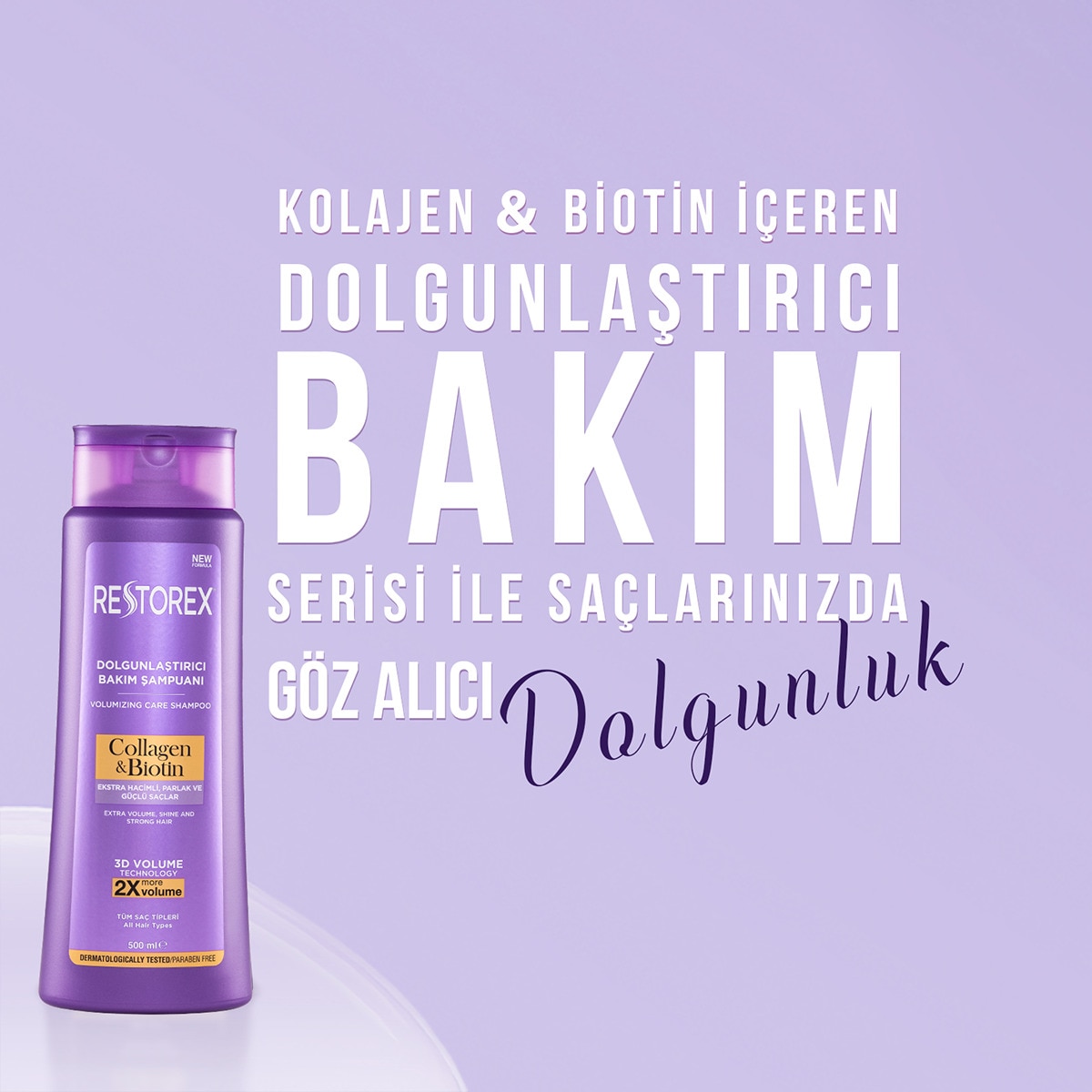 RESTOREX RESTOREX Restorex Kolajen & Biotin Dolgunlaştırıcı Saç Bakım Şampuanı 500 ml 1 of 4