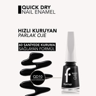 FLORMAR FLORMAR Flormar Quick Dry Hızlı Kuruyan İnce Yapılı & Parlak Bitişli Oje No: QD 10 Black Minimalism 1 of 4