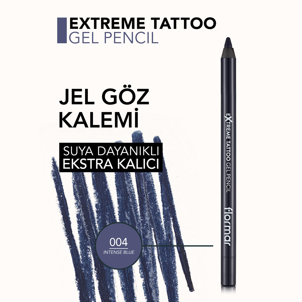  FLORMAR FLORMAR Flormar Extreme Tattoo Yoğun Pigmentli Mat Jel Göz Kalemi No: 004 Intense Blue  1 of 9 