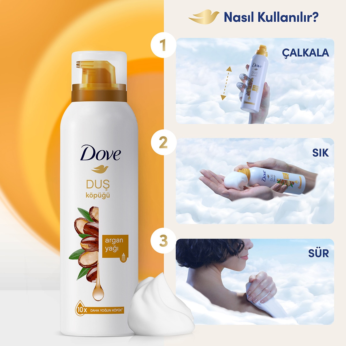DOVE DOVE Dove Argan Yağı Köpük Duş Jeli 200 ml 1 of 5