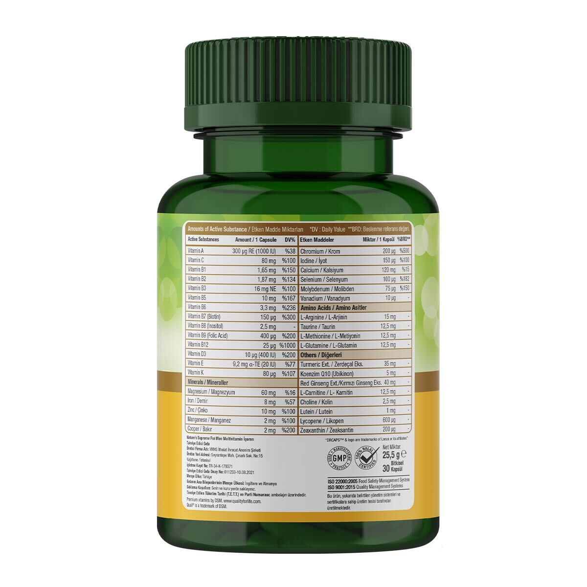 NATURE'S SUPREME NATURE'S SUPREME Nature's Supreme Multivitamin for Men 30 Kapsül 1 of 3