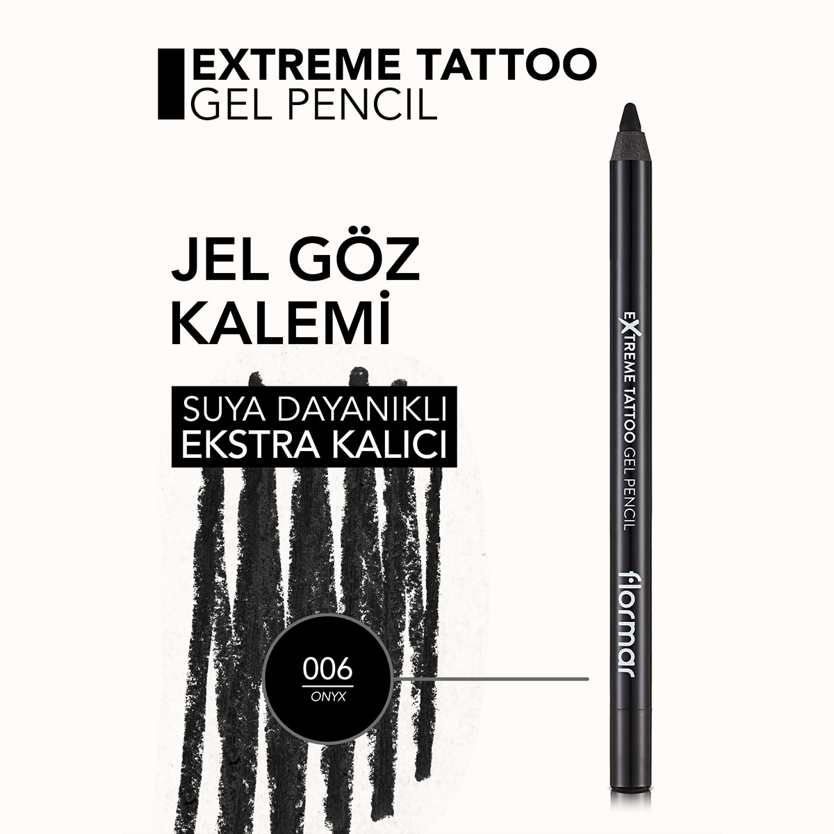  FLORMAR FLORMAR Flormar Extreme Tattoo Suya Dayanıklı ve Uzun Süre Kalıcı Jel Göz Kalemi Siyah  1 of 8 