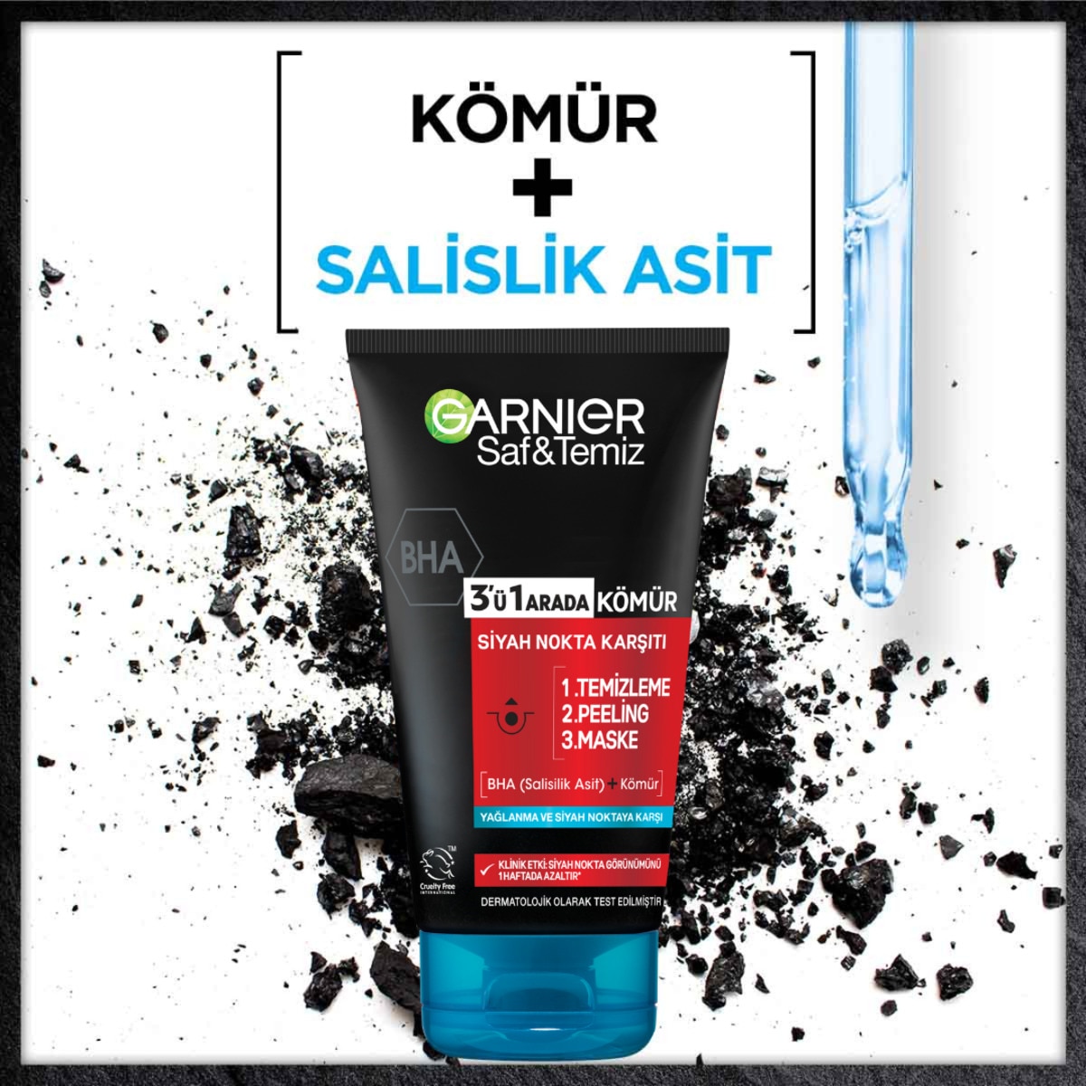 GARNIER GARNIER Garnier Saf & Temiz Siyah Nokta Karşıtı Kömürlü 3'ü 1 arada 1 of 5