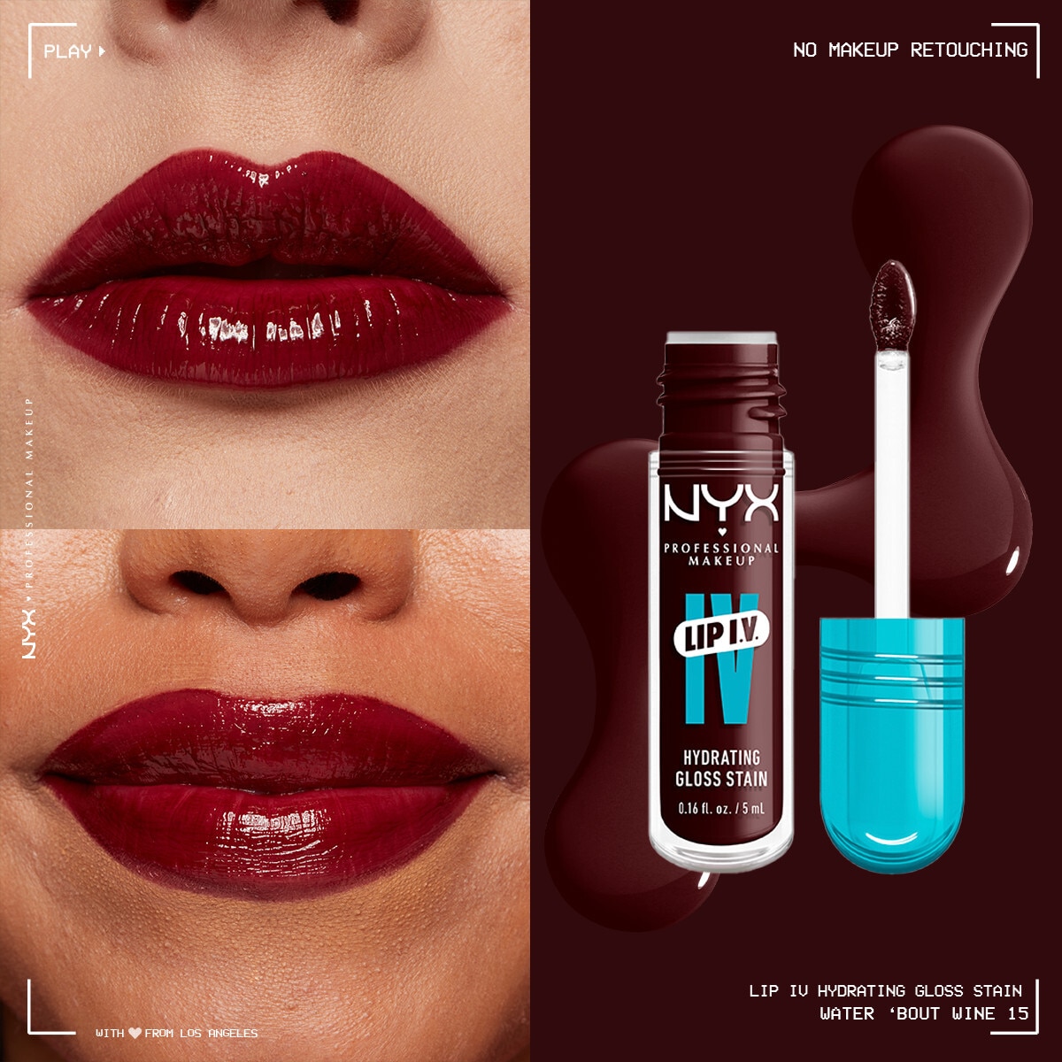  NYX NYX Nyx Professional Make Up Lip IV Dudak Parlatıcısı Tint Water Bout Wine  1 of 9 