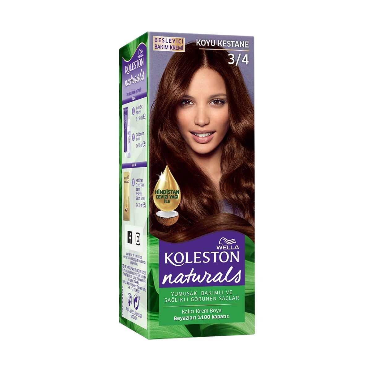  KOLESTON NATURALS KOLESTON NATURALS Wella Koleston Naturals Saç Boyası 3/4 Koyu Kestane  1 of 7 