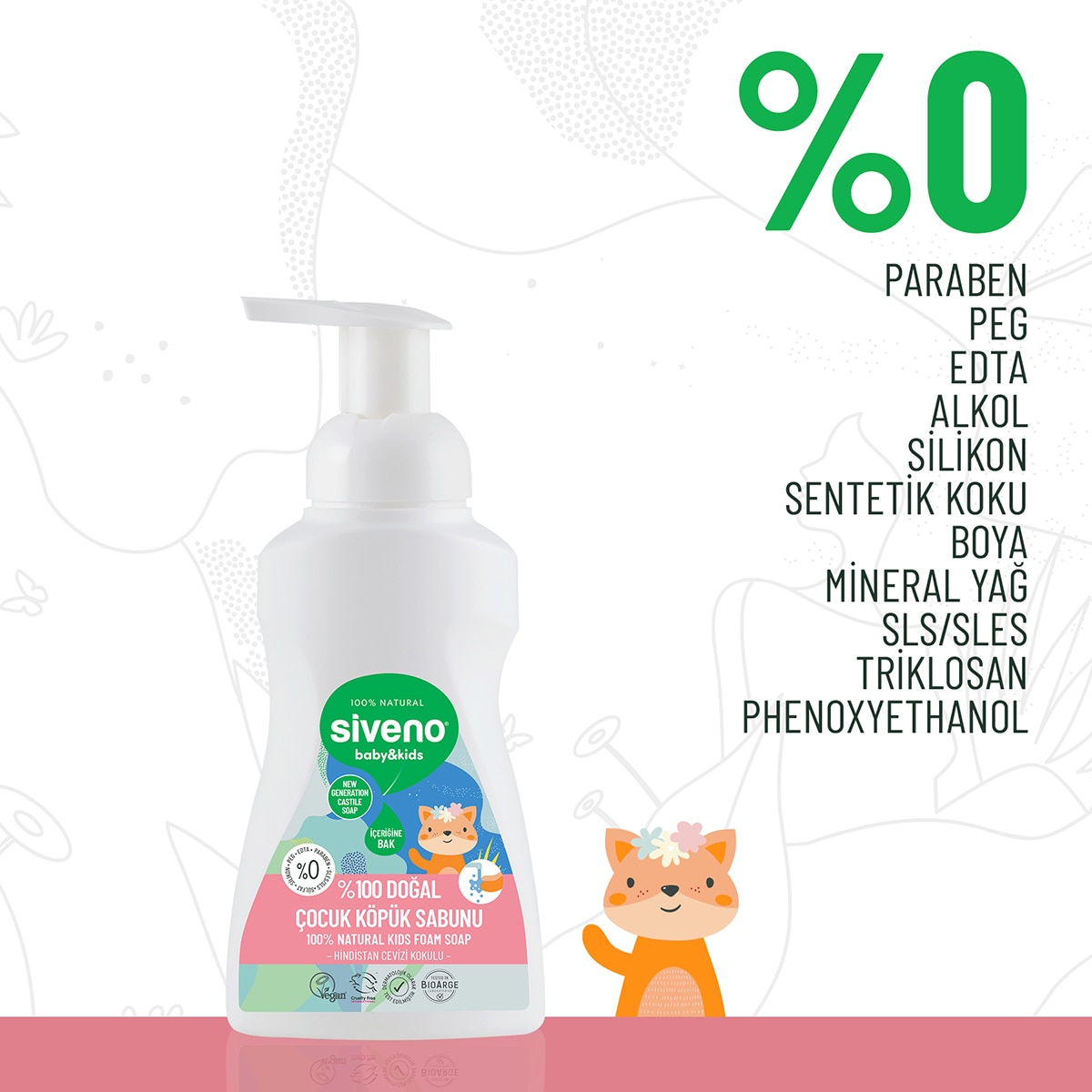 SIVENO SIVENO Siveno %100 Zeytinyağlı Doğal Köpük Sabun Çocuk 250 ml 1 of 7