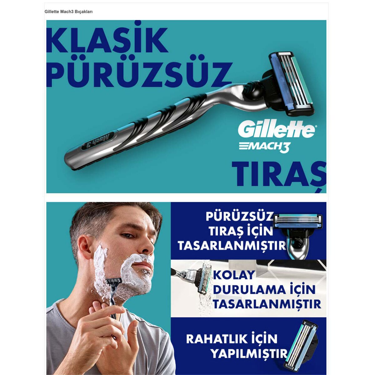 GILLETTE GILLETTE Gillette Mach3 Yedek Tıraş Bıçağı 4 Adet 1 of 11