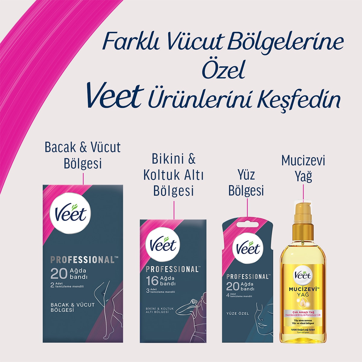 VEET VEET Veet Yüz Bölgesi Ağda Bandı 20'li Normal Ciltler İçin 1 of 8