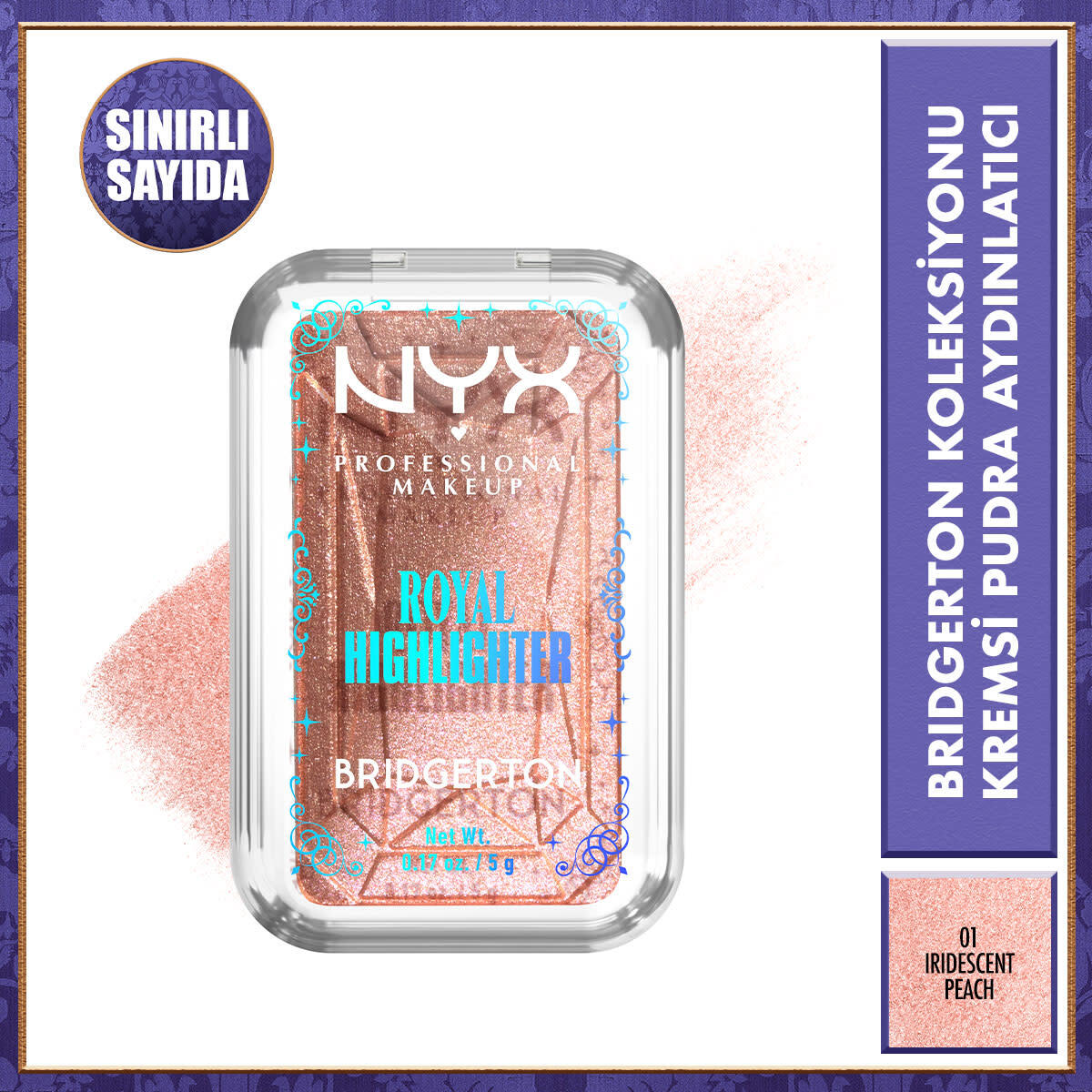  NYX NYX Nyx Professional Makeup Bridgerton Royal Aydınlatıcı Iridescent Peach  1 of 8 