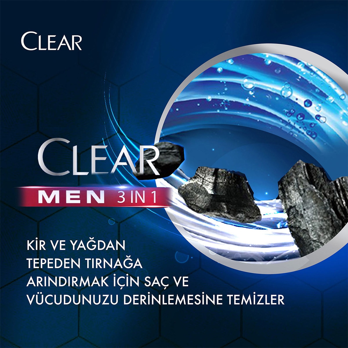  CLEAR CLEAR Clear Men 3in1 Şampuan ve Duş Jeli Arındırıcı Kömür 350 ml  1 of 7 