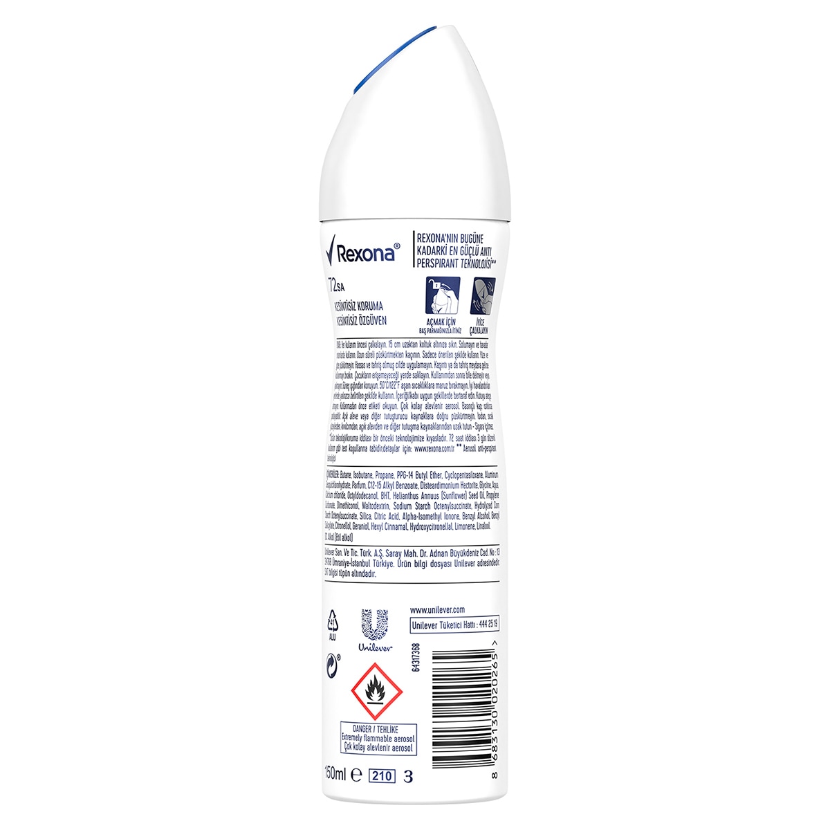  REXONA REXONA Rexona Kadın Sprey Deodorant Invisible Beyaz İz Sarı Leke Karşıtı 72 Saat Kesintisiz Üstün Koruma 150 ml  1 of 8 