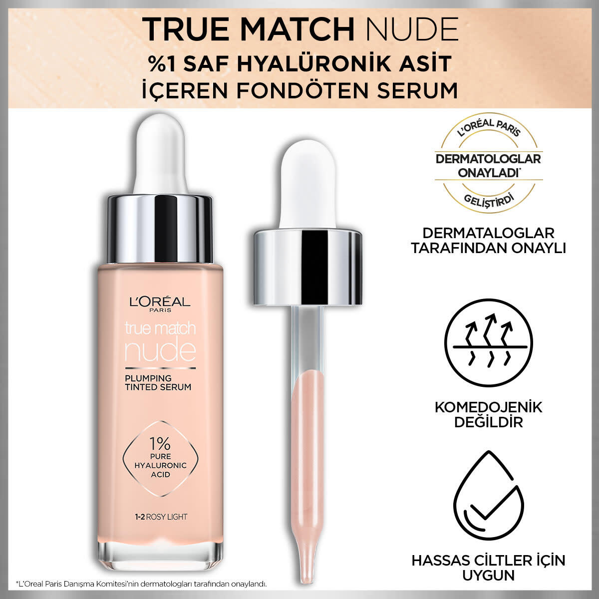 LOREAL PARIS LOREAL PARIS L'Oréal Paris True Match Nude Fondöten Serum 1-2 Rosy Light 1 of 5
