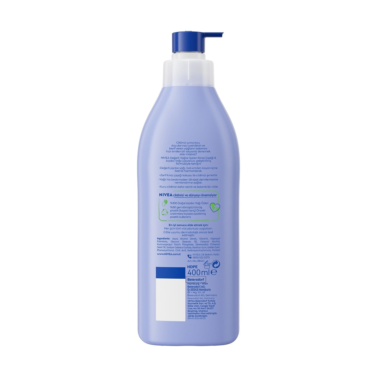 NIVEA BODY NIVEA BODY Nivea Kiraz Çiçeği ve Jojoba Yağı Vücut Losyonu 400 ml Normal ve Kuru Ciltler 24 Saat Nemlendirme 1 of 7