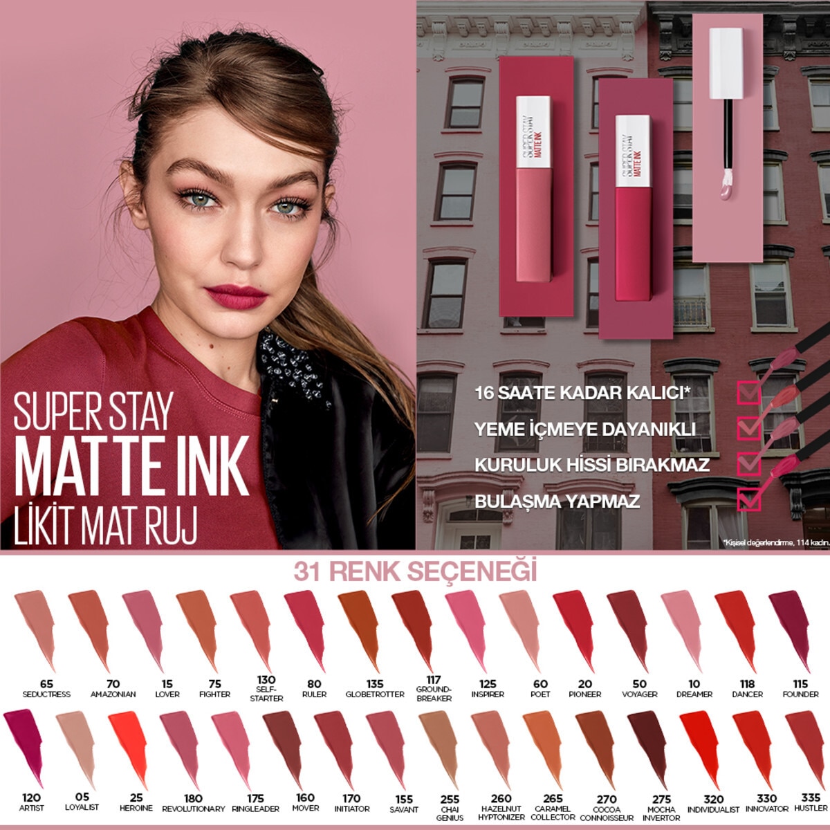  MAYBELLINE MAYBELLINE Maybelline New York Super Stay Matte Ink Likit Mat Ruj 500 Insider  1 of 3 