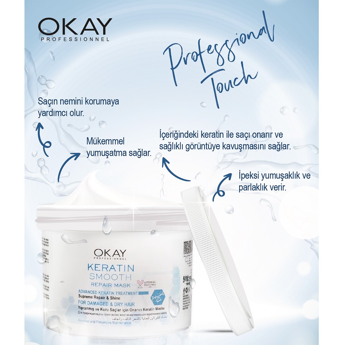  OKAY EXC. OKAY EXC. Okay Keratin Smooth Onarıcı Maske 500 ml  1 of 3 