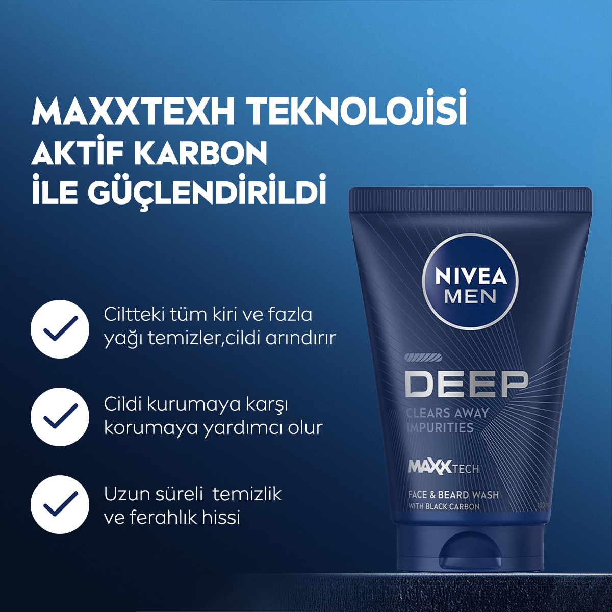  NIVEA FOR MEN NIVEA FOR MEN Nivea Men Deep Dimension Yüz Temizleme Jeli 100 ml  1 of 6 