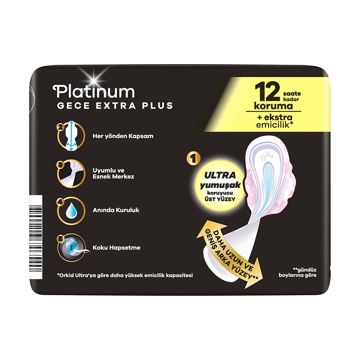  ORKID ORKID Orkid Platinum Hijyenik Ped Tekli Paket Gece Ekstra Plus 5 Adet  1 of 8 