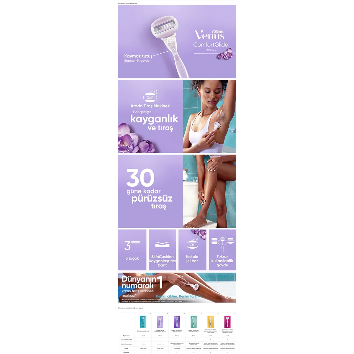 GILLETTE VENUS GILLETTE VENUS Gillette Venus Comfortglide Makine + 3 Yedek Bıçak Seti 1 of 10
