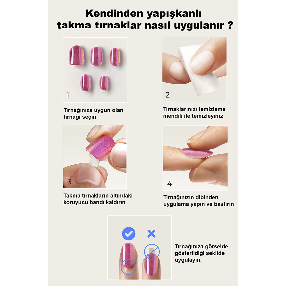  KISS IMPRESS Kiss Impress Color Kendinden Yapışkanlı Takma Tırnak Uzun Kırmızı Medium 510 30'lu  1 of 5 