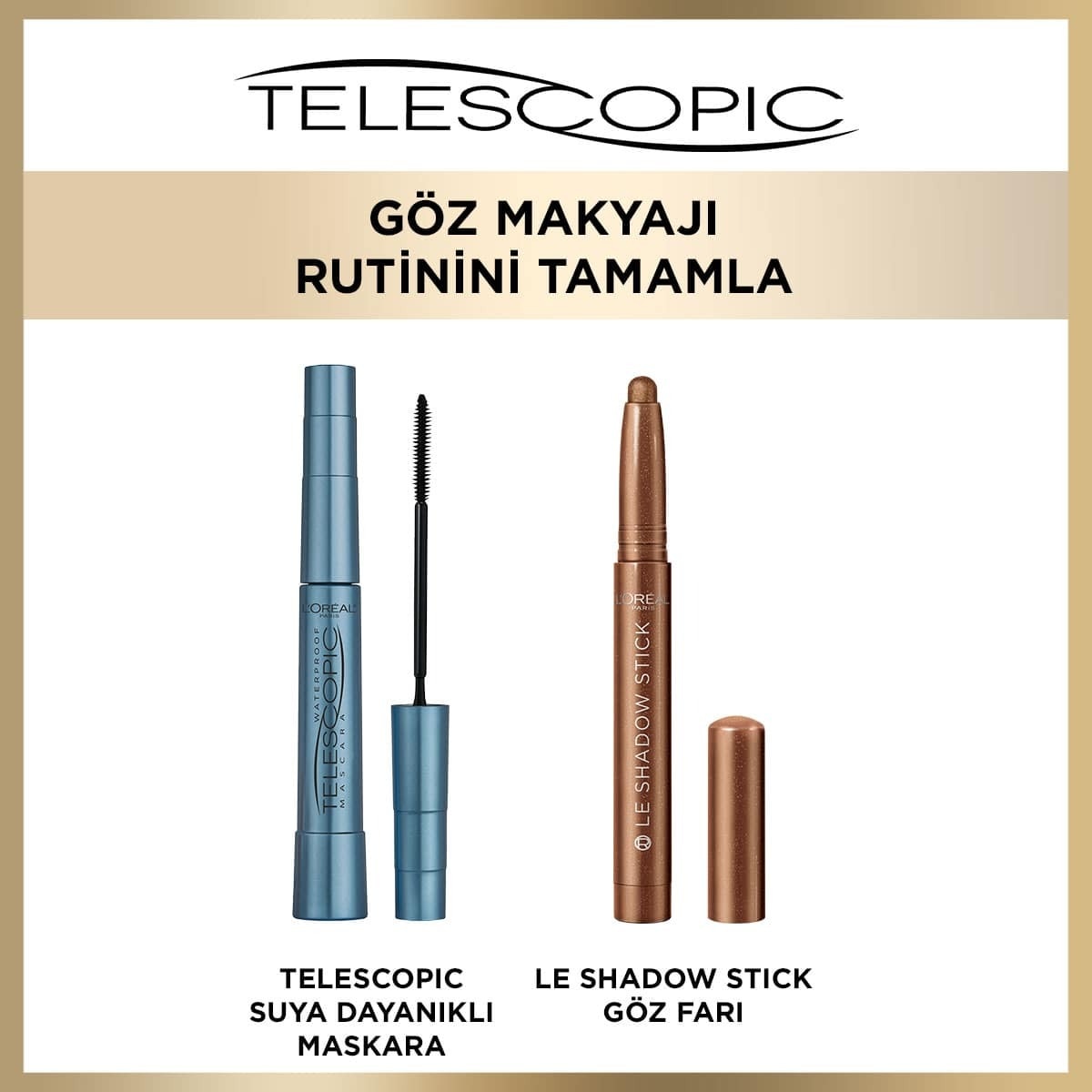  LOREAL PARIS LOREAL PARIS L'Oreal Paris Telescopic Suya Dayanıklı Maskara Siyah  1 of 9 