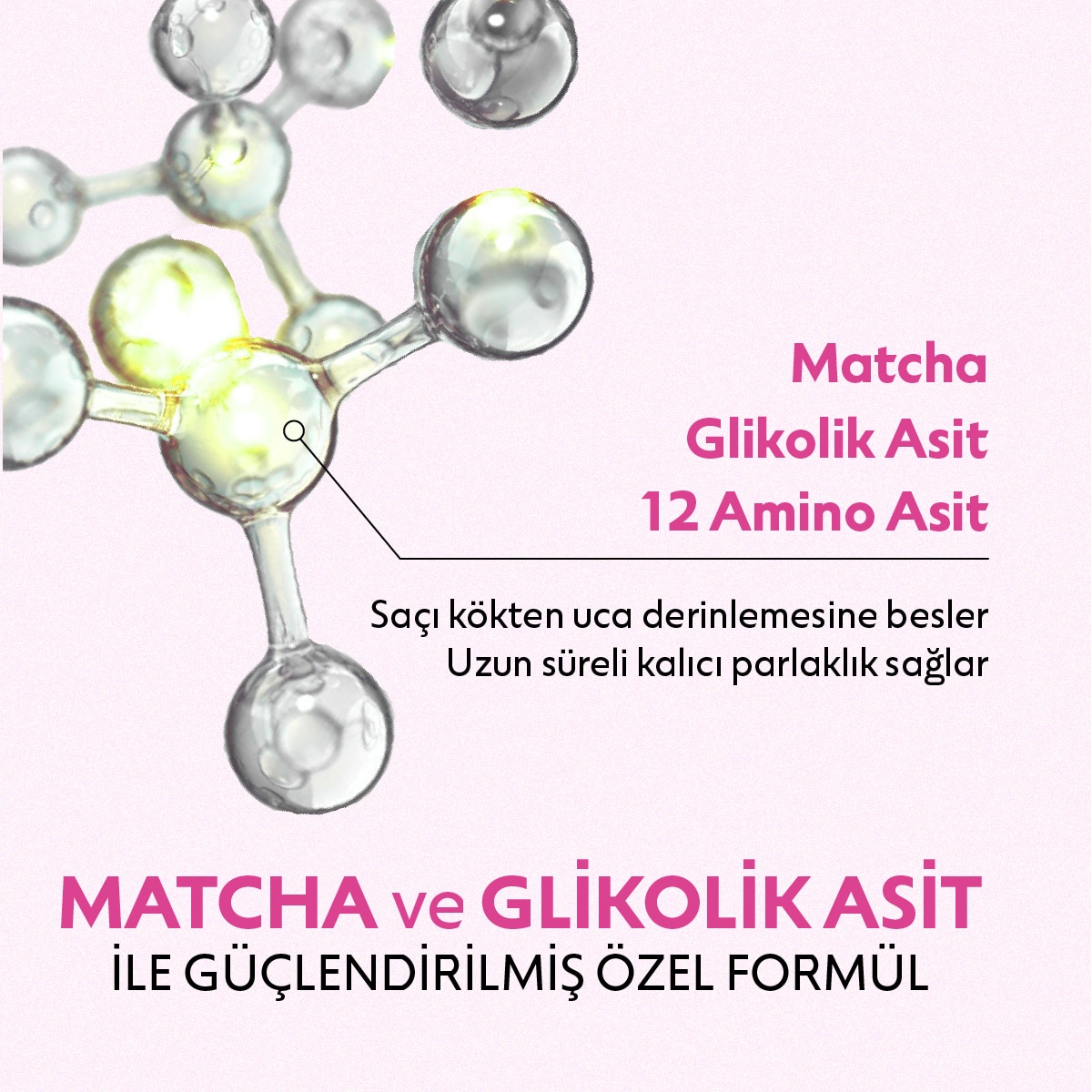  ASHLEY JOY ASHLEY JOY EXC. Ashley Joy Matcha Gloss Glikolik Asit İçeren Işıltı ve Parlaklık Veren Şampuan 400 ml  1 of 8 