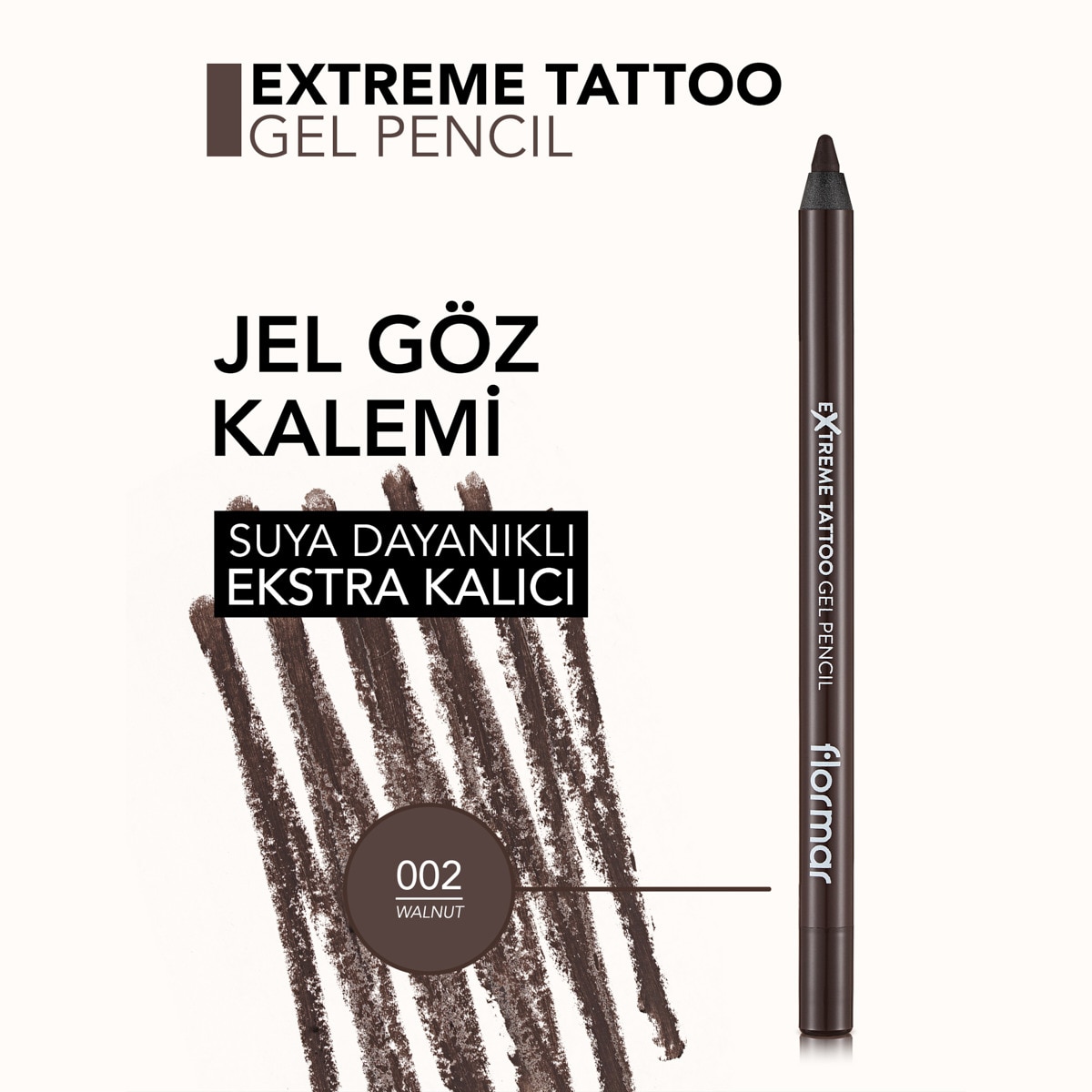  FLORMAR FLORMAR Flormar Extreme Tattoo Suya Dayanıklı ve Kalıcı Jel Göz Kalemi Koyu Kahve  1 of 10 