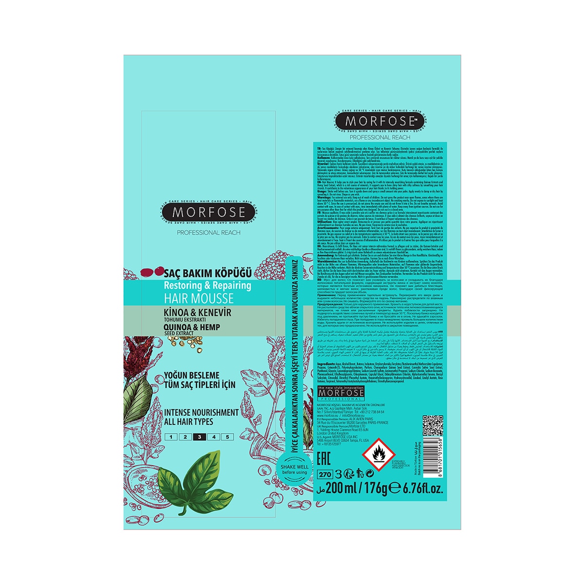MORFOSE MORFOSE EXC. Morfose Saç Bakım Köpüğü Kinoa&Kenevir 200 ml 1 of 5