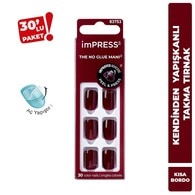  KISS IMPRESS Kiss Impress Color Kendinden Yapışkanlı Takma Tırnak Kısa Bordo 014 