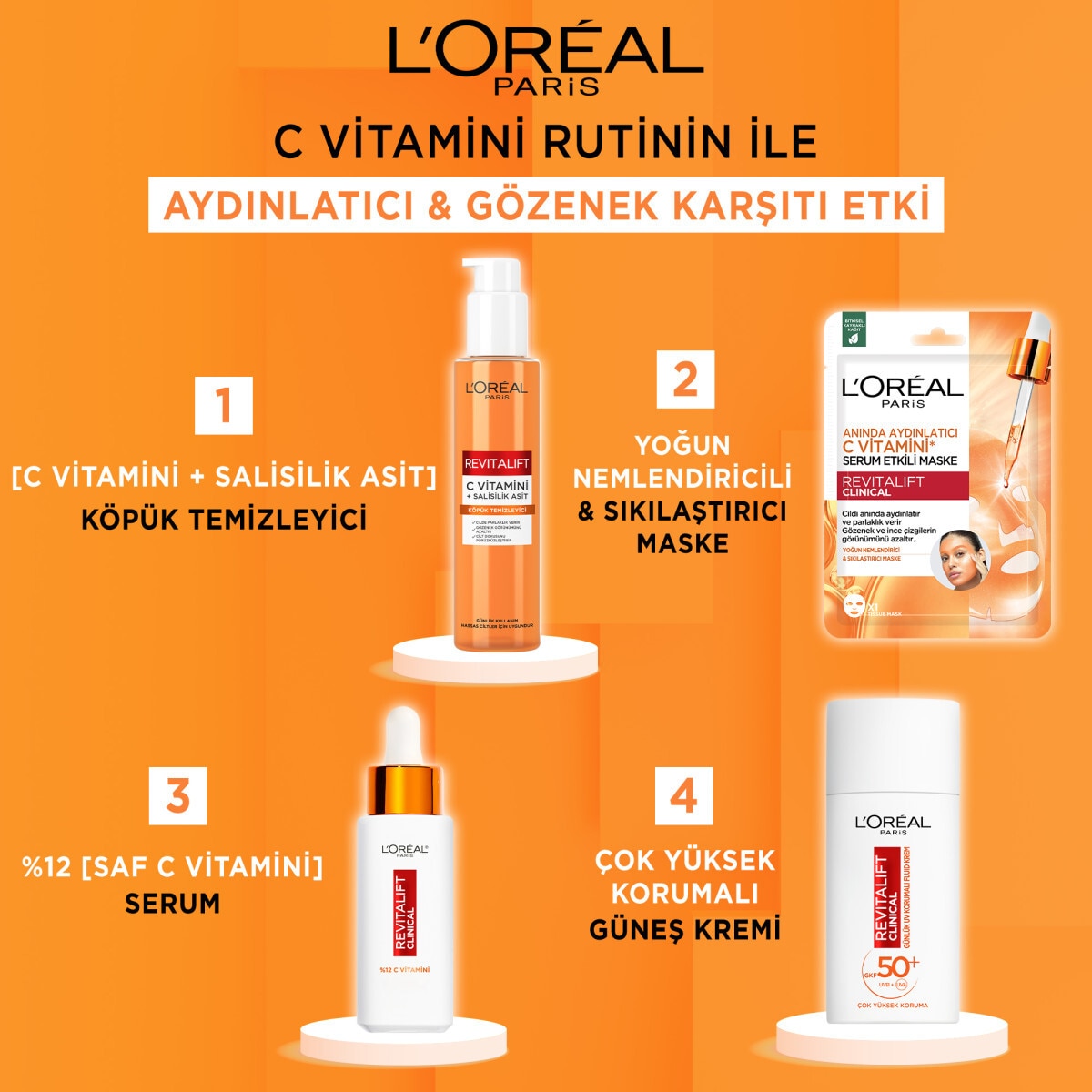 LOREAL PARIS LOREAL PARIS L'Oreal Paris Revitalift Clinical C Vitamini + Salisilik Asit Aydınlatıcı ve Gözenek Karşıtı Köpük Temizleyici  1 of 4 