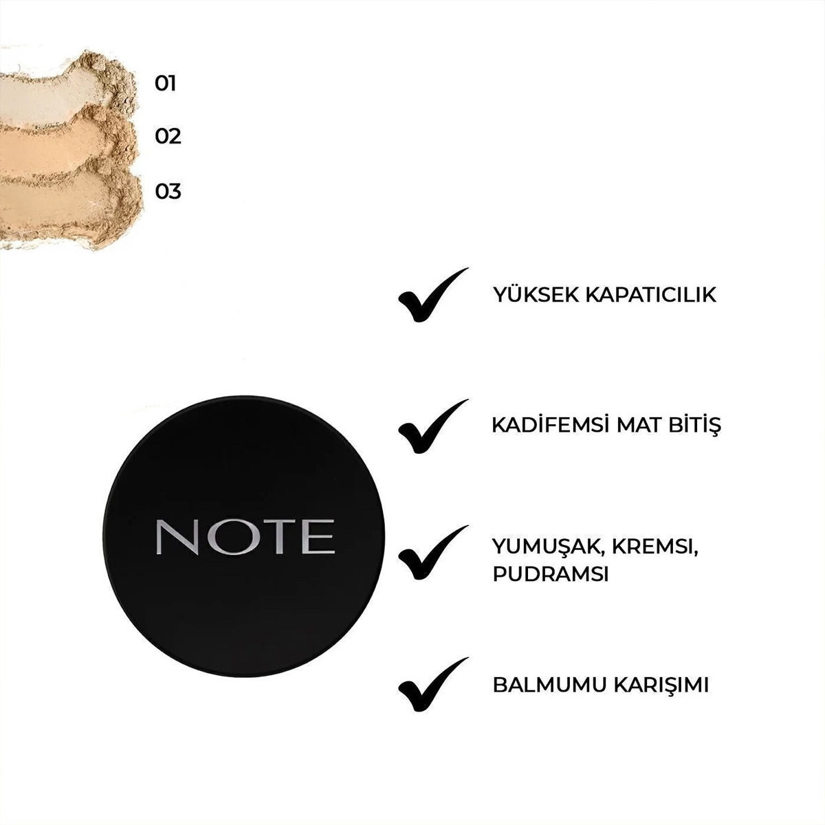  NOTE NOTE Note Luminous Silk Compact Pudra No: 01 Beige  1 of 4 