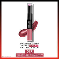L'Oreal Paris Infaillible 2 Step 24 Saat Kalıcı Likit Ruj & Balm 213 Toujours Teaberry