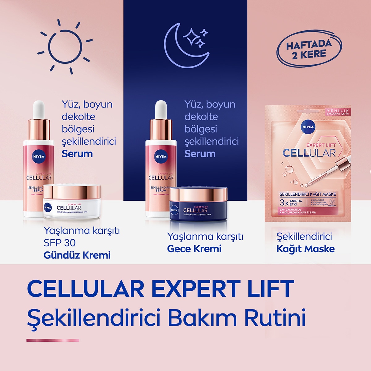  NIVEA VISAGE NIVEA VISAGE Nivea Cellular Expert Lift Doğal Retinol Alternatifi Saf Bakuchiol ve Hyaluronik Asit içeren Gündüz Kremi 50 ml  1 of 7 