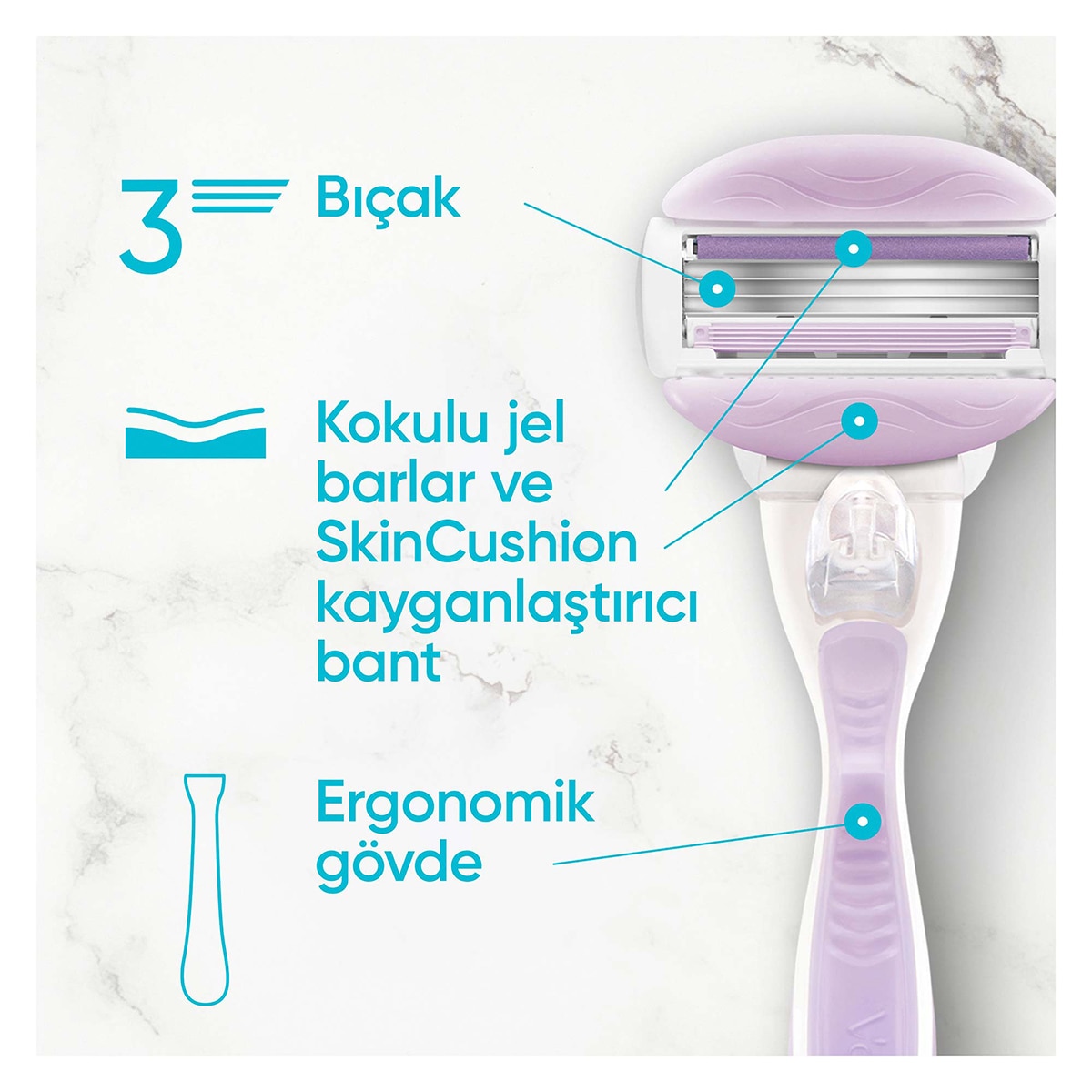 GILLETTE VENUS GILLETTE VENUS Gillette Venus Comfortglide Makine + 3 Yedek Bıçak Seti 1 of 10