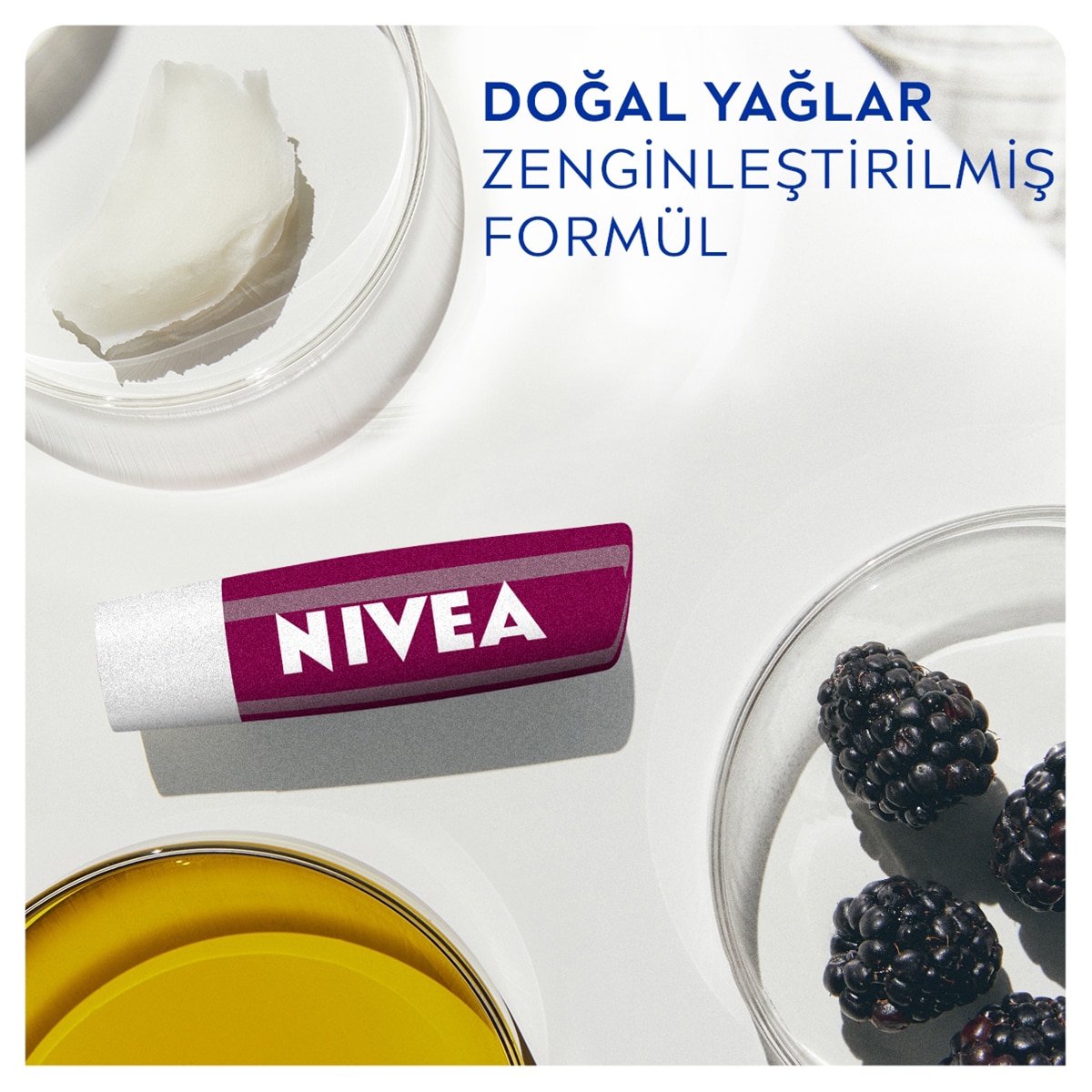  NIVEA LIP CARE NIVEA LIP CARE Nivea Böğürtlen Dudak Bakım Kremi ve Parlatıcısı 4,8 g  1 of 6 