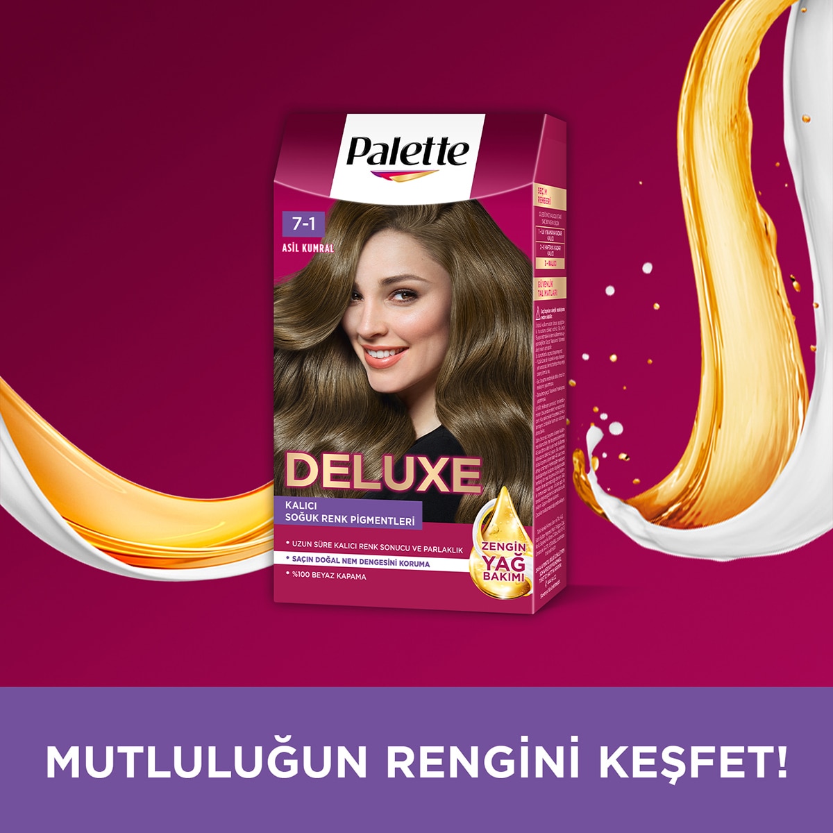  PALETTE PALETTE Palette Deluxe Yoğun Renkler Saç Boyası 7-1 Asil Kumral  1 of 11 