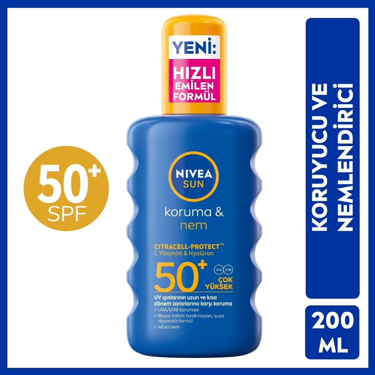  NIVEA SUN NIVEA SUN Nivea Sun SPF 50+ Koruma & 48 Saat Nemlendirme Güneş Kremi 200 ml Sprey  Nivea Sun SPF 50+ Koruma & 48 Saat Nemlendirme Güneş Kremi 200 ml Sprey