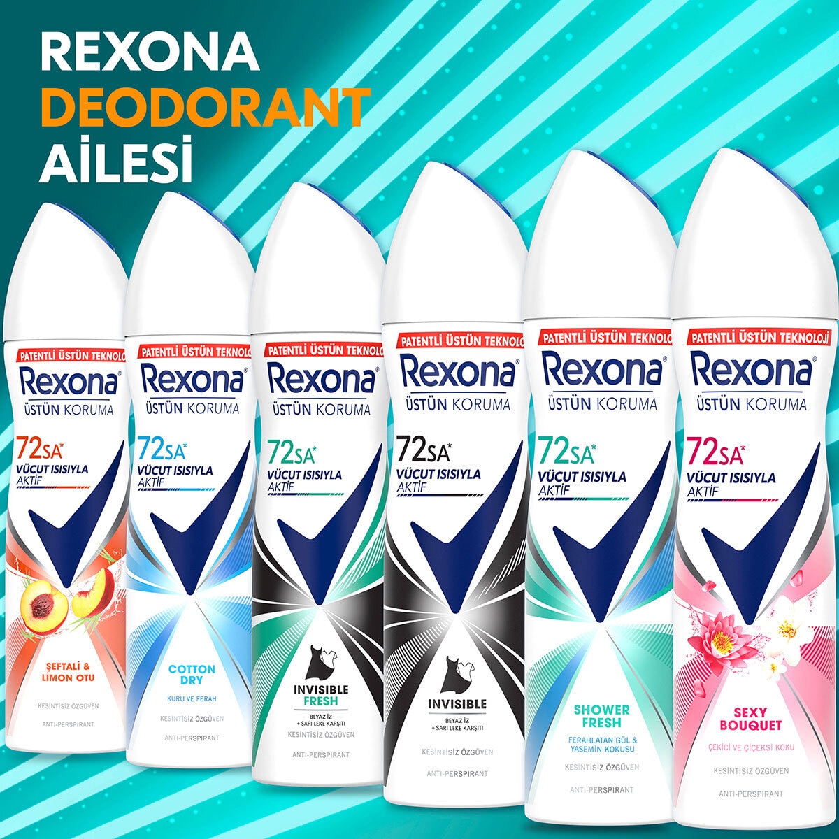  REXONA REXONA Rexona Kadın Sprey Deodorant Invisible Beyaz İz Sarı Leke Karşıtı 72 Saat Kesintisiz Üstün Koruma 150 ml  1 of 9 